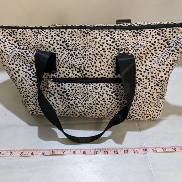 Mali & Lili Weekender Bag Black Cream Duffel Tote Leopard - Picture 4 of 4